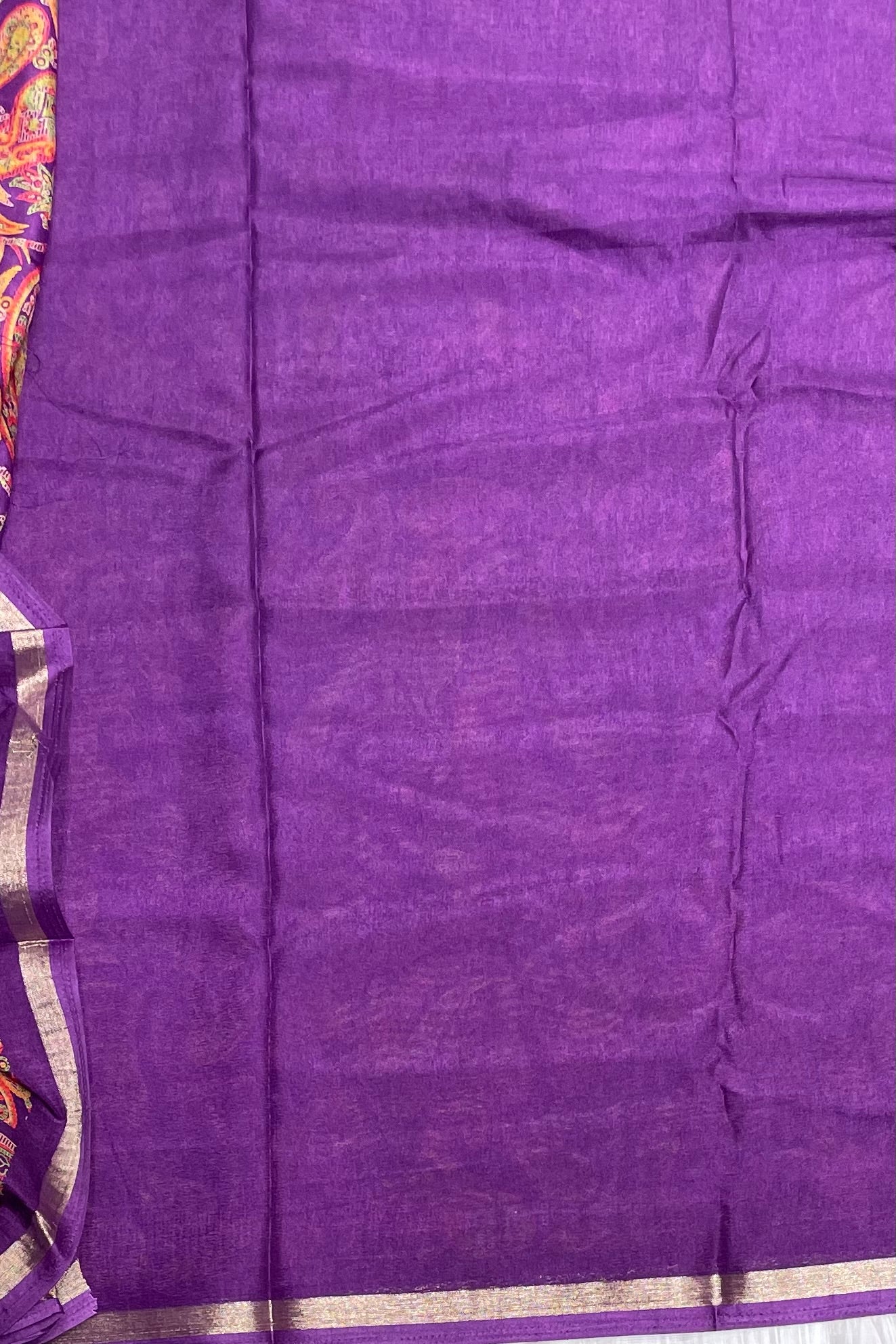 Kalamkari Printed Silk |Brinjal Violet | PPS07