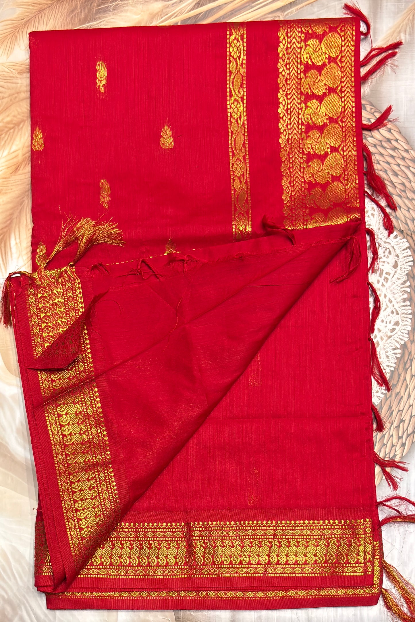 Kalyani Cotton Butta | Red |KCBU15