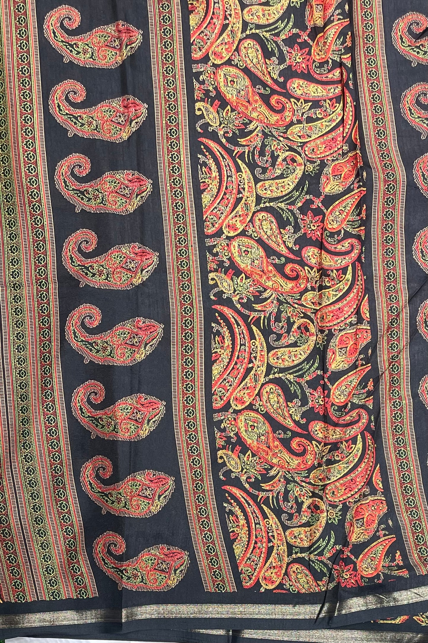 Kalamkari Printed Silk |Black | PPS02