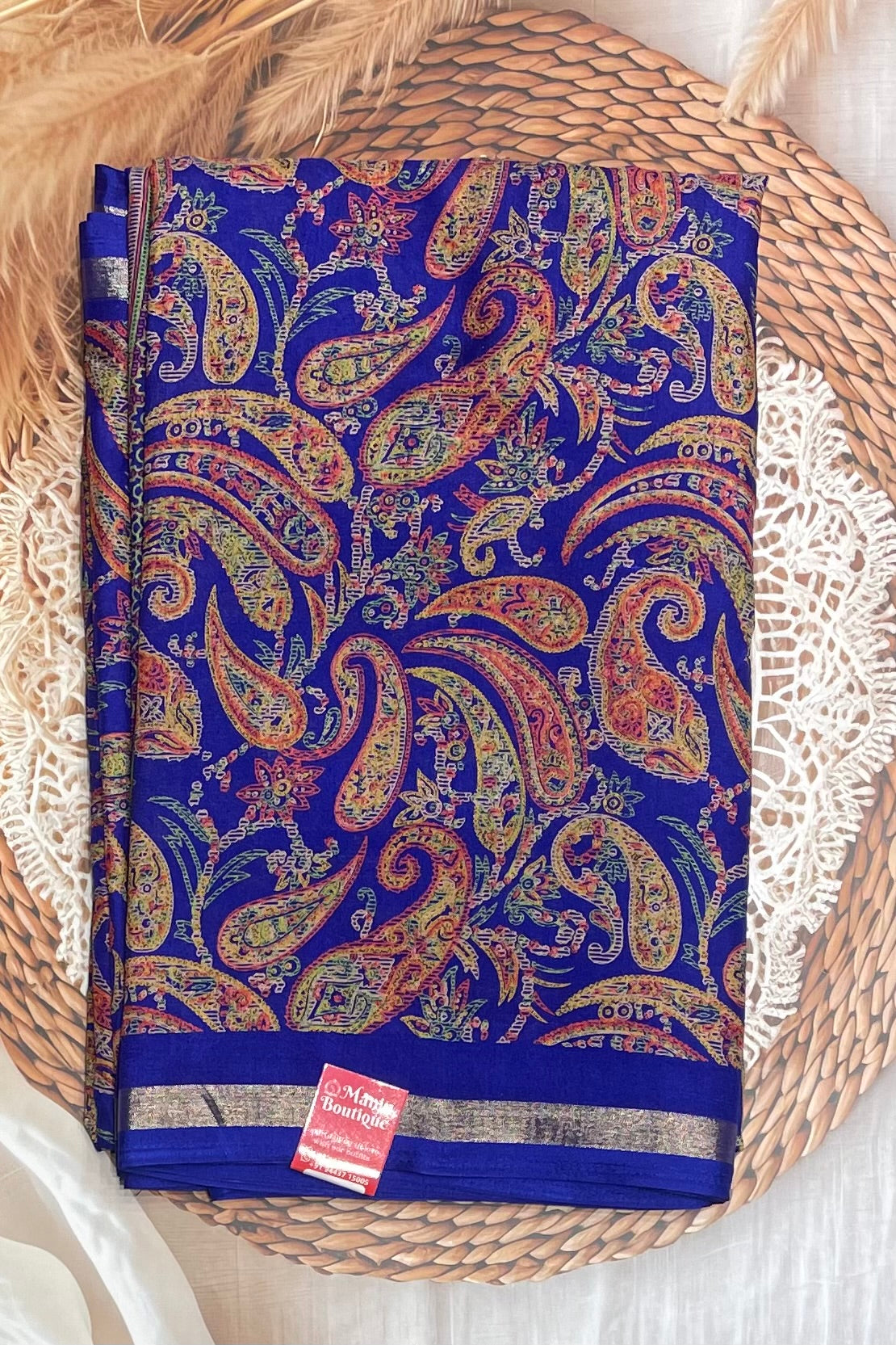 Kalamkari Printed Silk |Pepsi Blue| PPS08