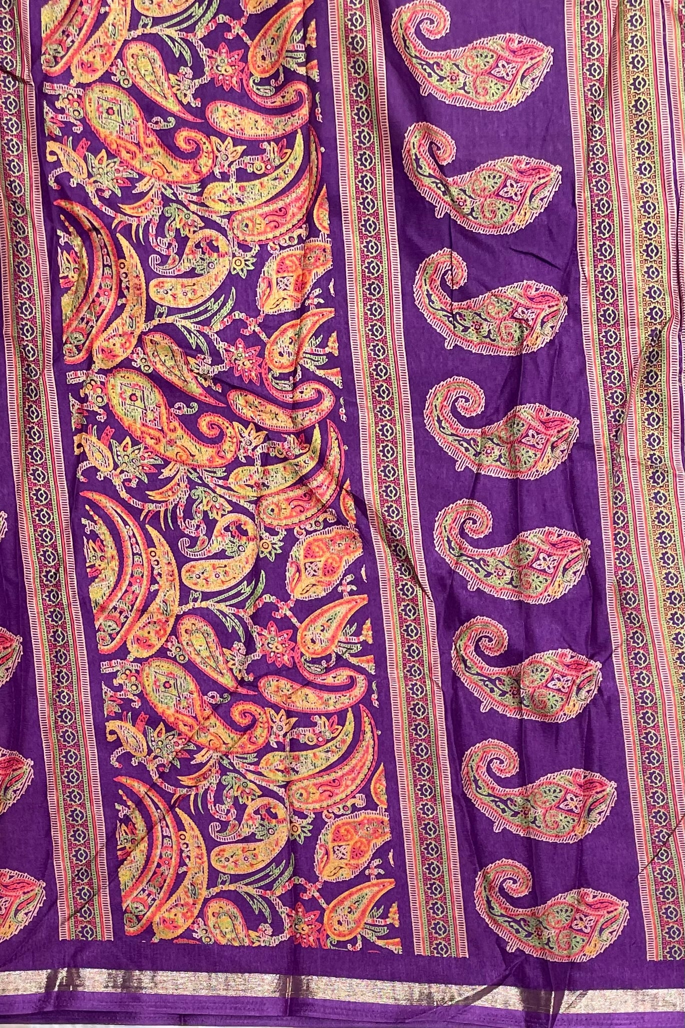 Kalamkari Printed Silk |Brinjal Violet | PPS07