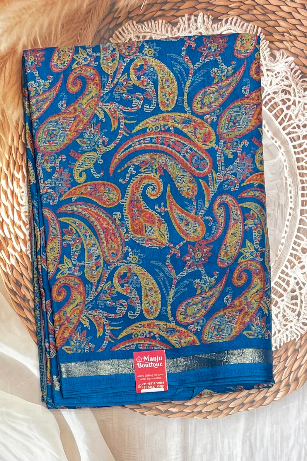 Kalamkari Printed Silk |Anandha Blue | PPS06