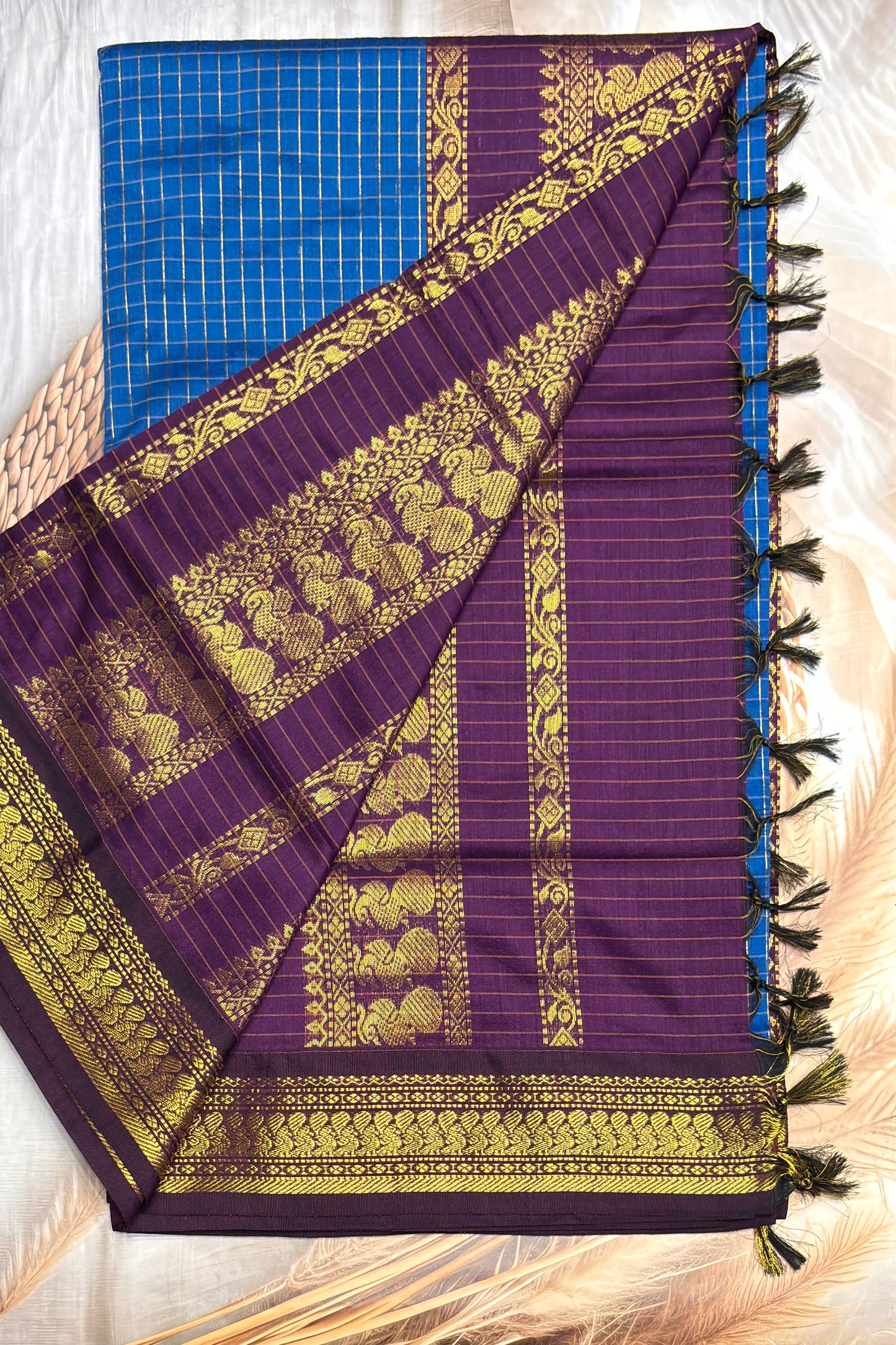 Kalyani Cotton Checks | Royal Blue with Purple | KCCH31