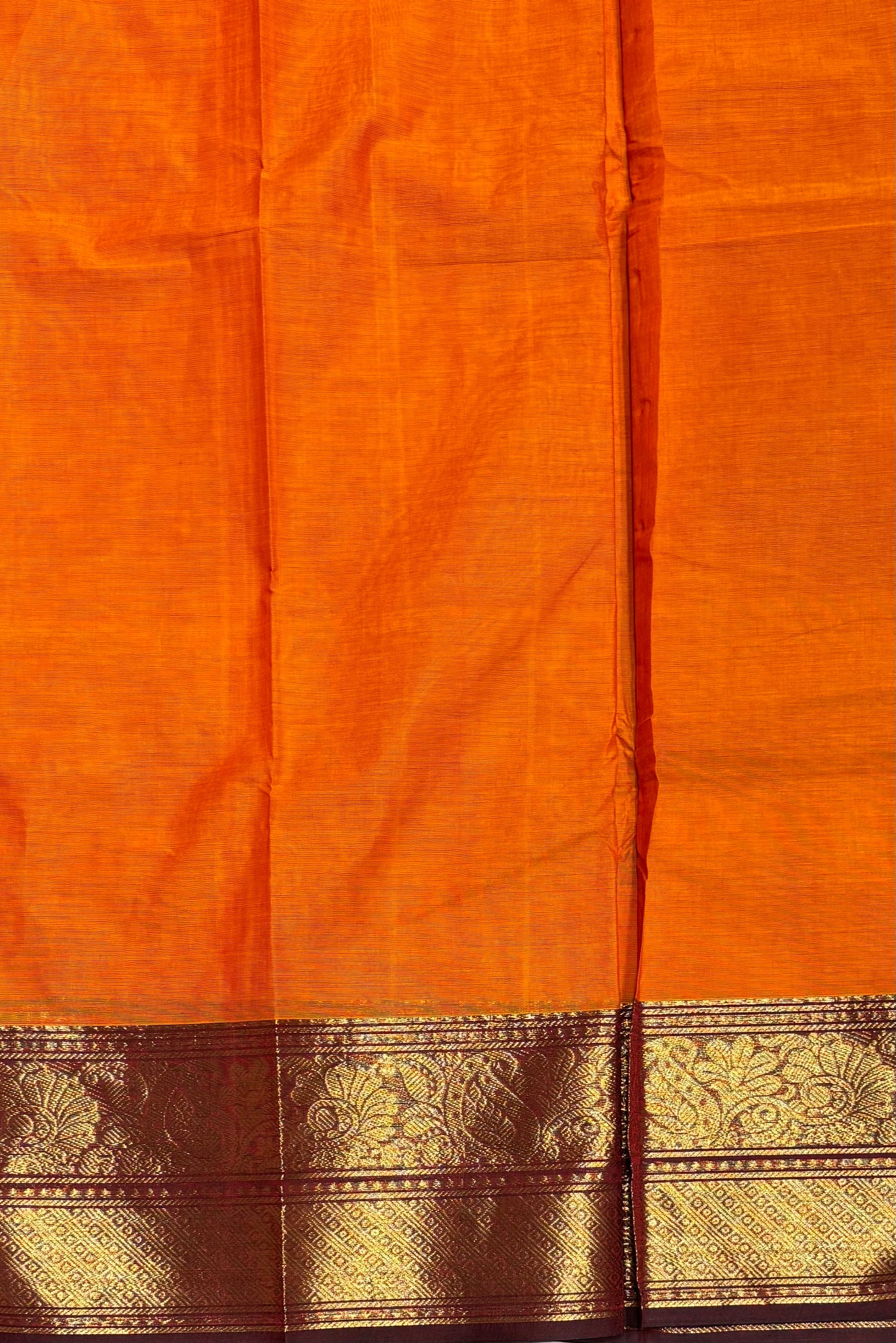 Meenakshi - Kanchi Cotton | Orange With Maroon| MCK25