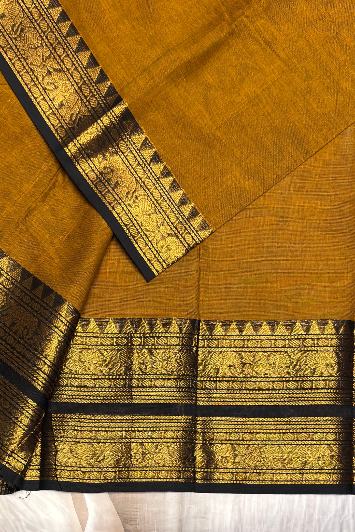 Meenakshi -Kanchi Cotton | Mustard With Black| MCK13