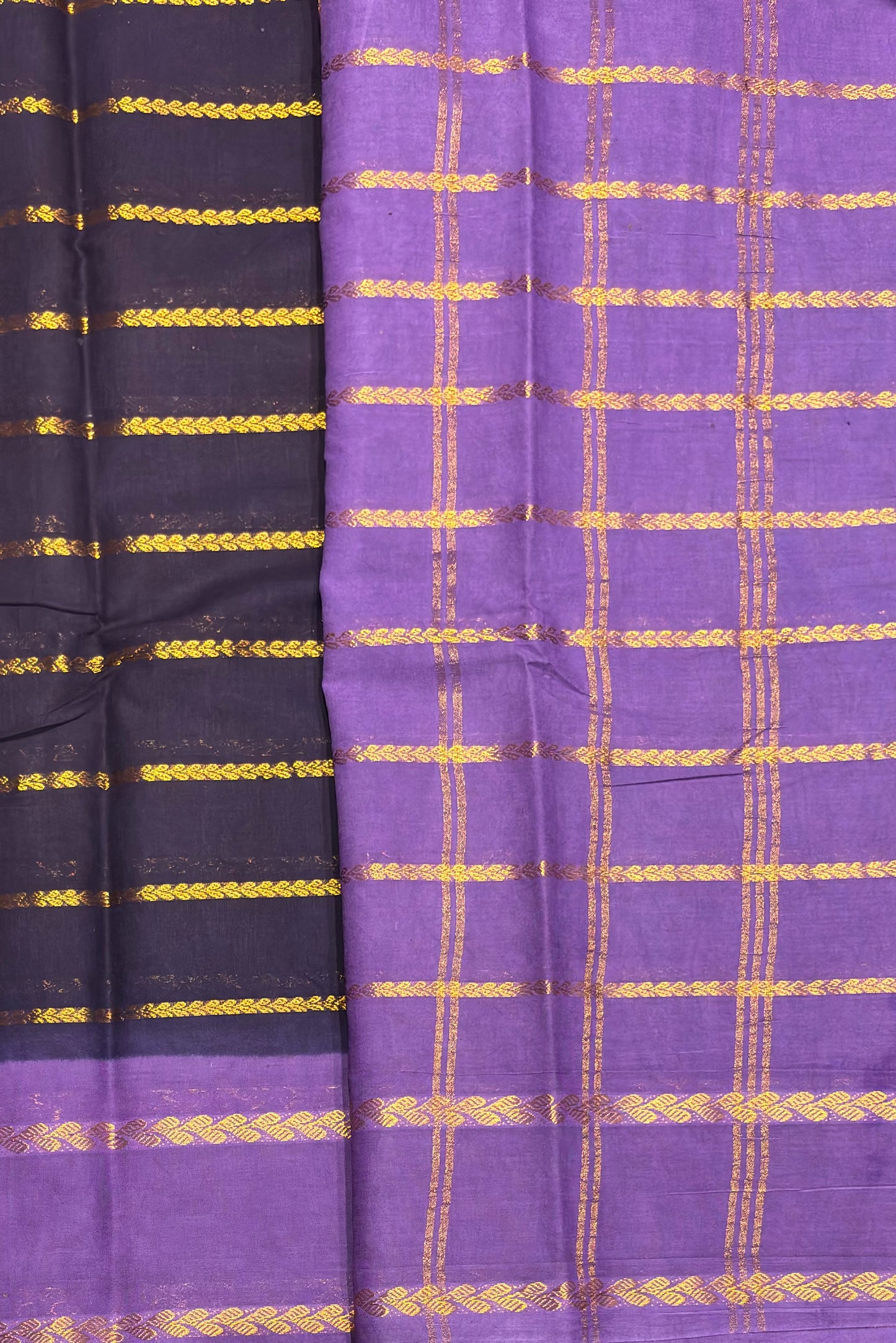Premium Velthari Sungudi Cotton Saree | Blue Berry Combo| SC16