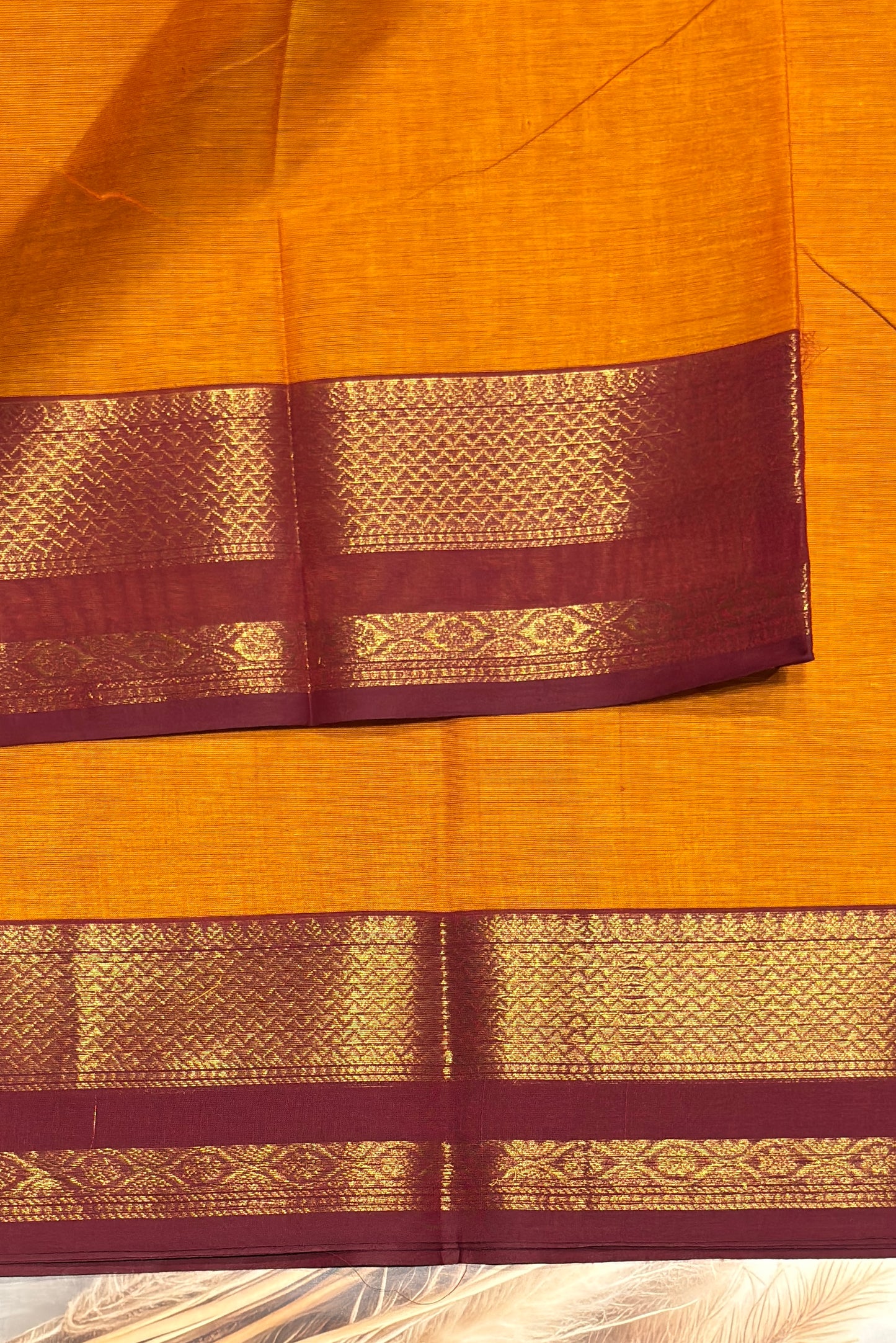 Meenakshi - Kanchi Cotton | Mango Yellow with Maroon| MCK40