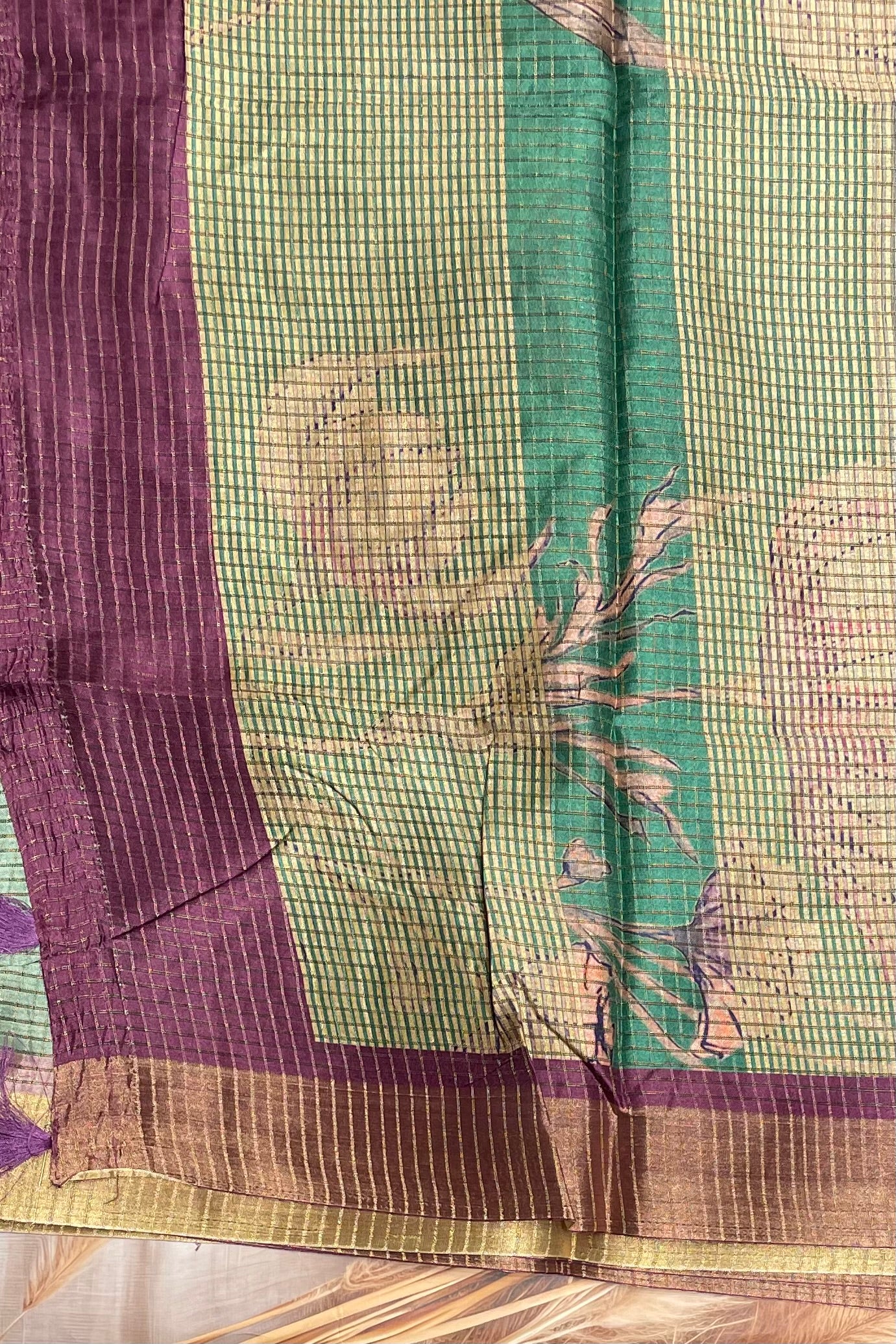 Kota Tussar Silk |Rama Green Purple |MBKT09