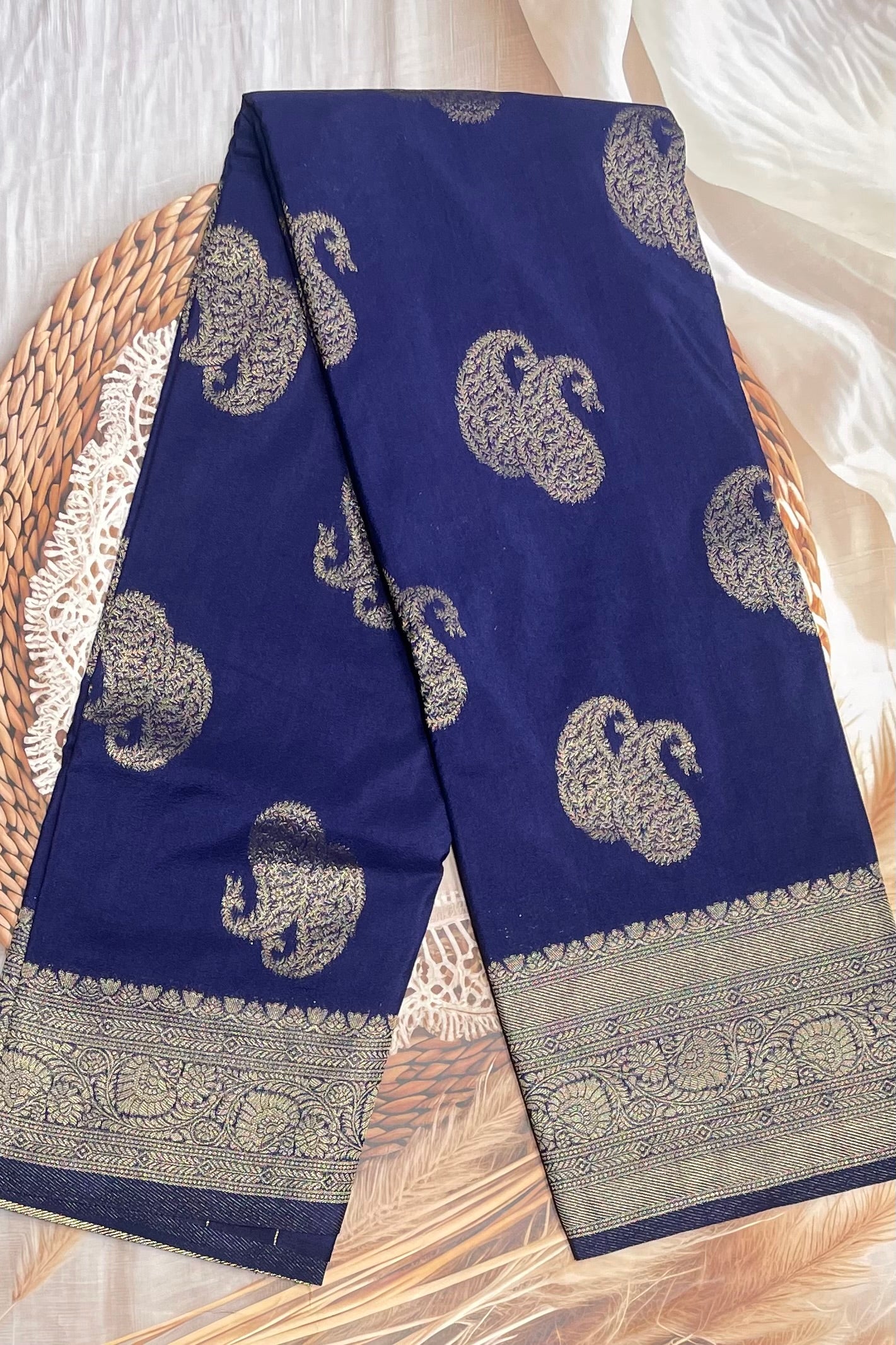 Bridal Soft Silk Saree| MBFC06 | Navy Blue