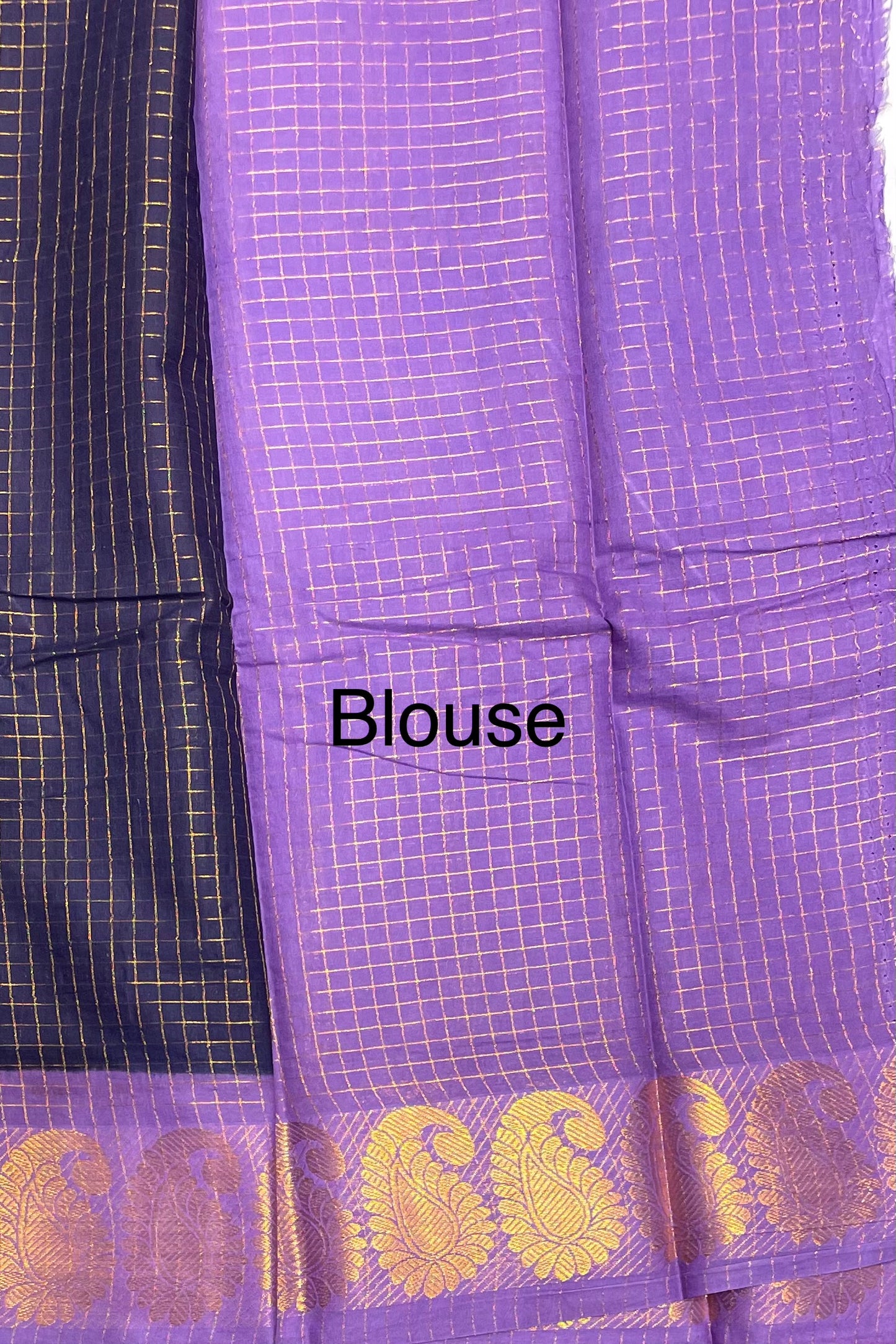 Sungudi Cotton Zari Checks | Navy Lavender | SC01