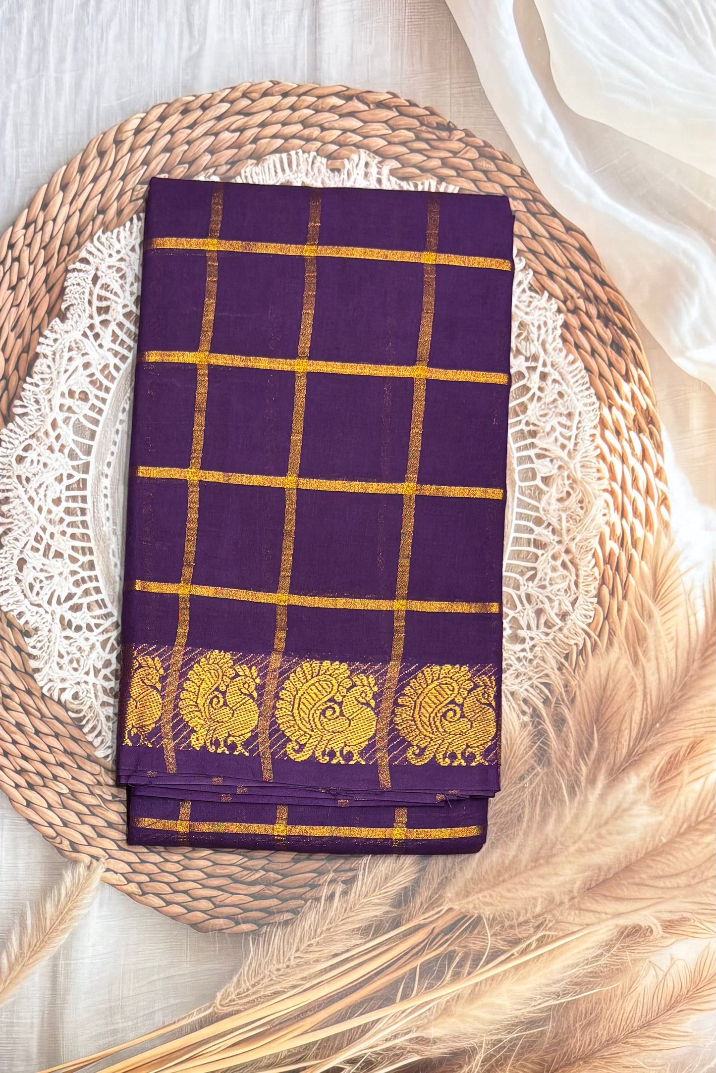 Madurai Sungudi Cotton Sarees |Violet | SC02