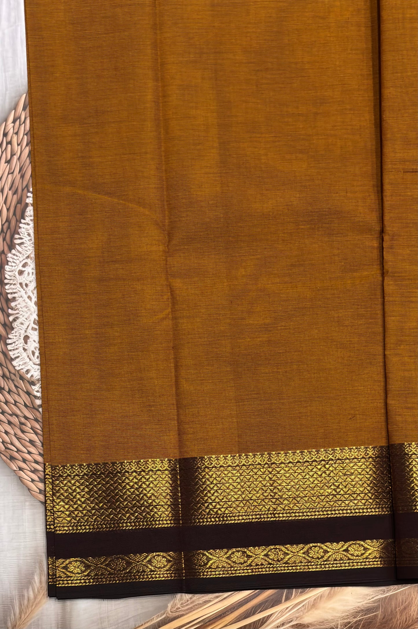Meenakshi -Chettinad Cotton |Mustard with Coffee| MCK03