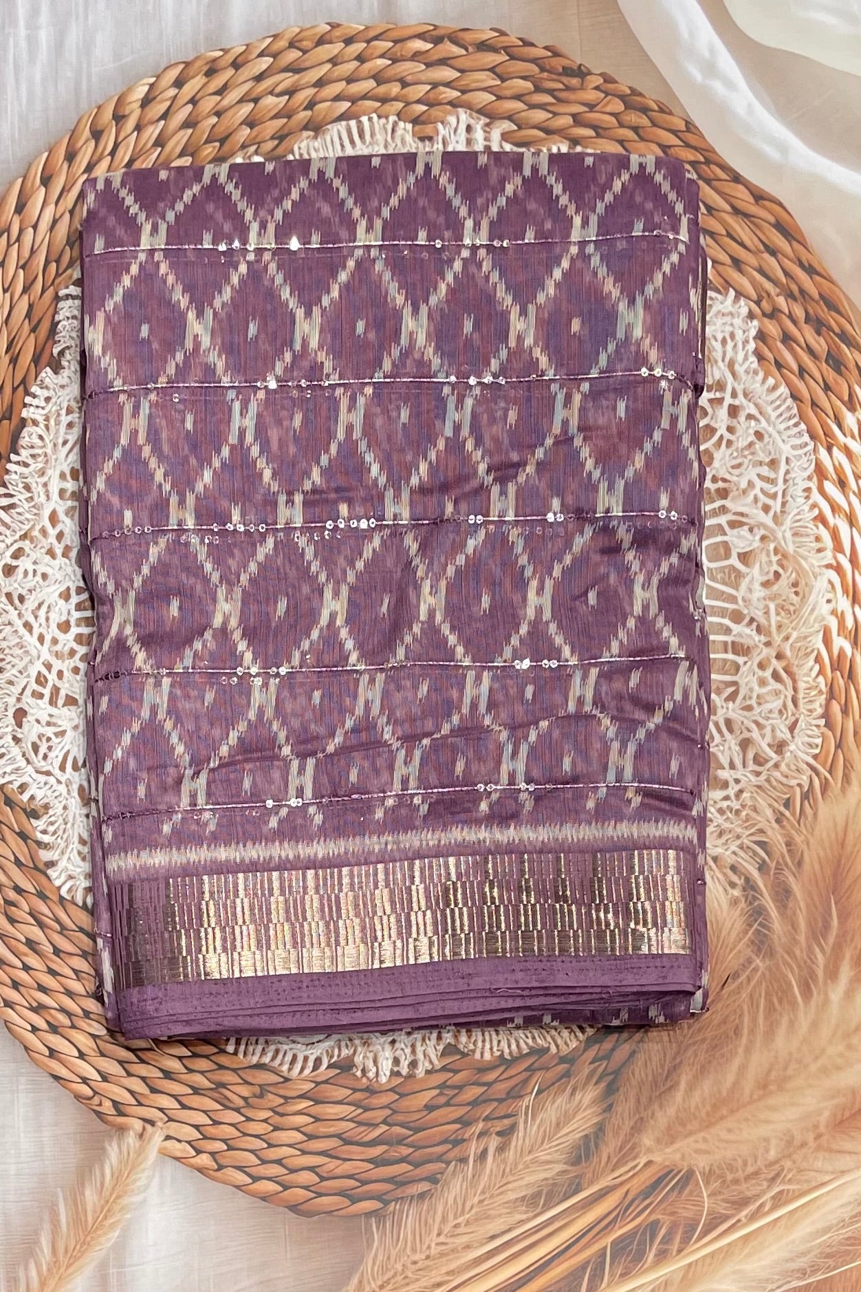 Sequins Chanderi Cotton Saree – Lightweight & Elegant Workwear