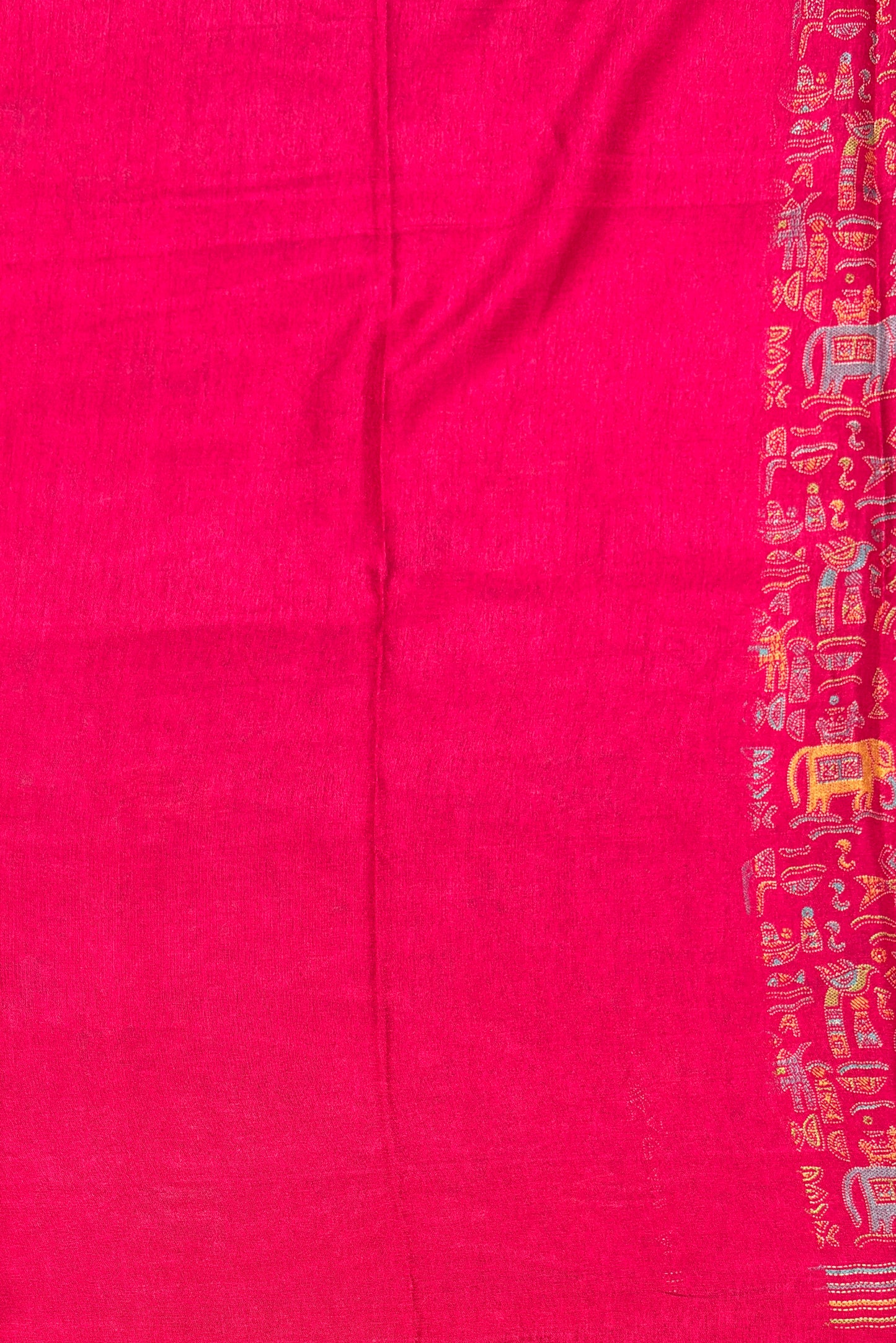 Madhubani Printed Silk | Dark Rose | PPS18