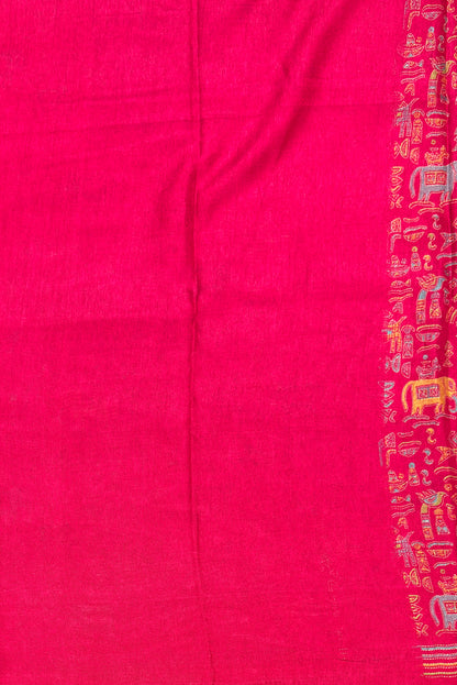 Madhubani Printed Silk | Dark Rose | PPS18