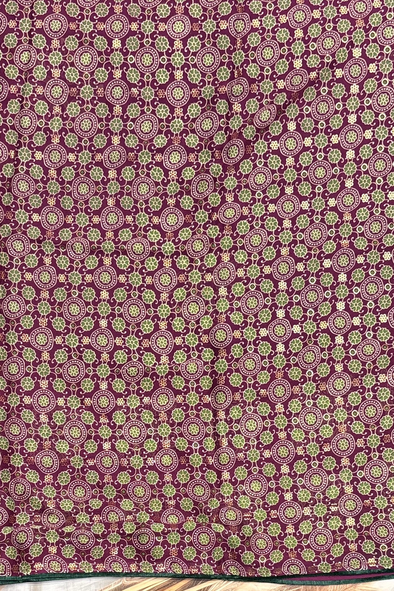 Premium Georgette Saree | Ajrak Foil | Wine | MBPG15
