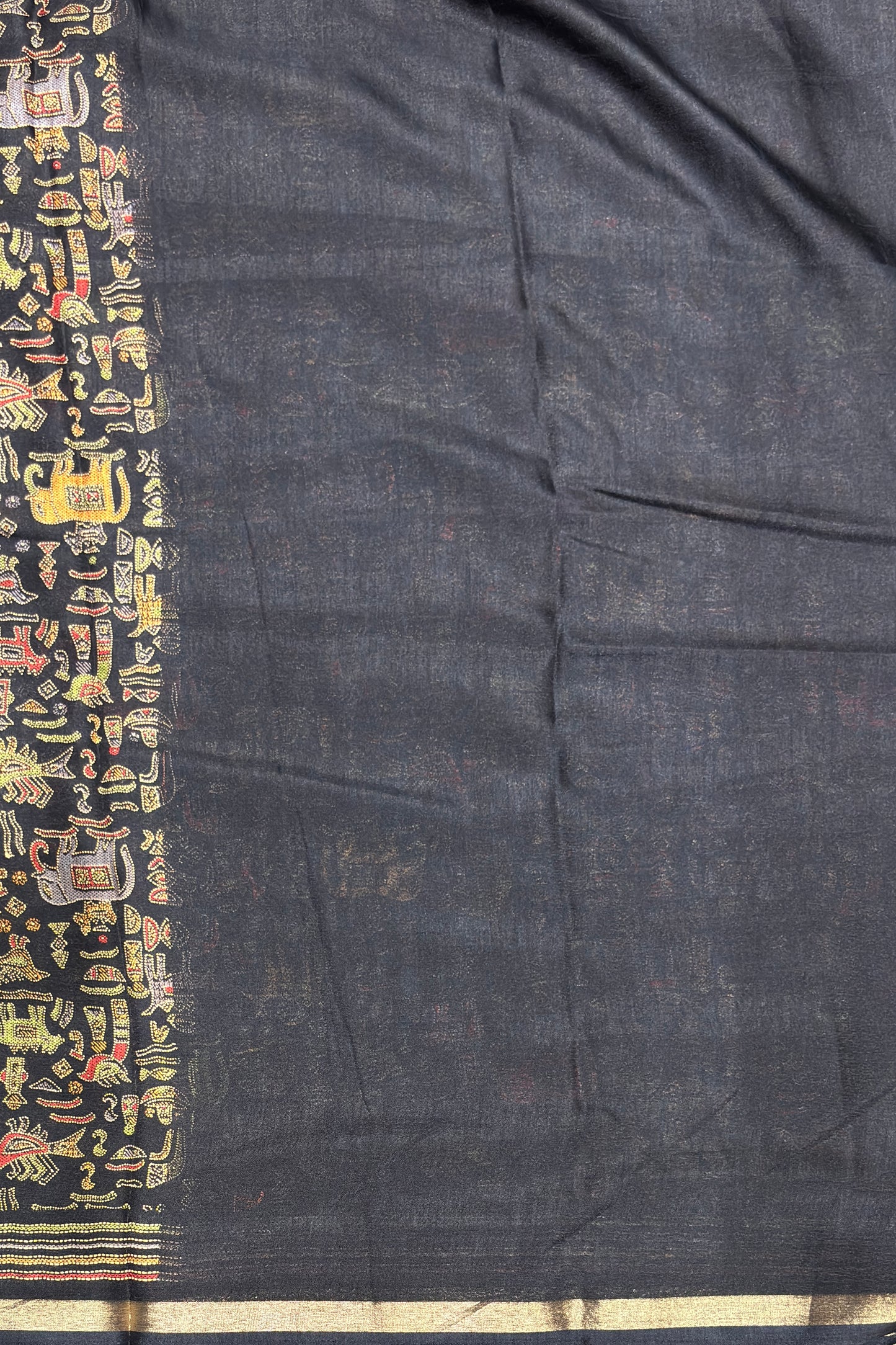 Madhubani Printed Silk | Black | PPS20
