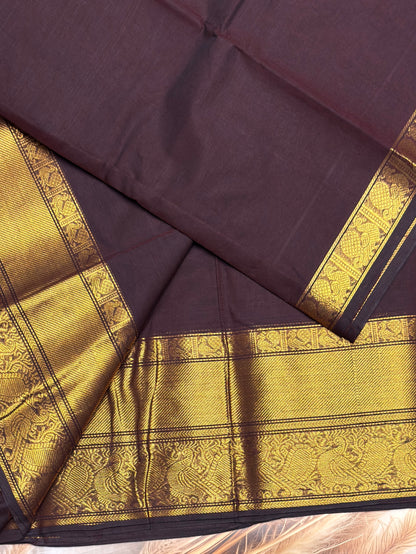 Meenakshi -Premium Kanchi Cotton Saree– Coffee | MCK80