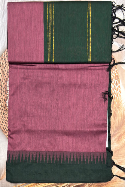 New Gen Kalyani Cotton Tower Border| Onion with Green KCSM04