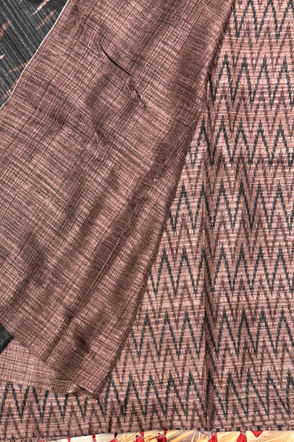 Jute Linen Saree | Onion | MBJL03