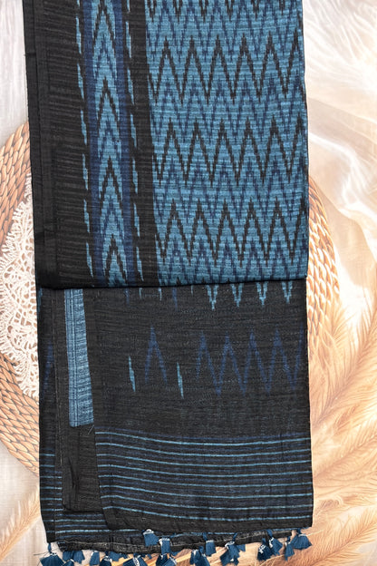 Jute Linen Saree | Blue| MBJL04