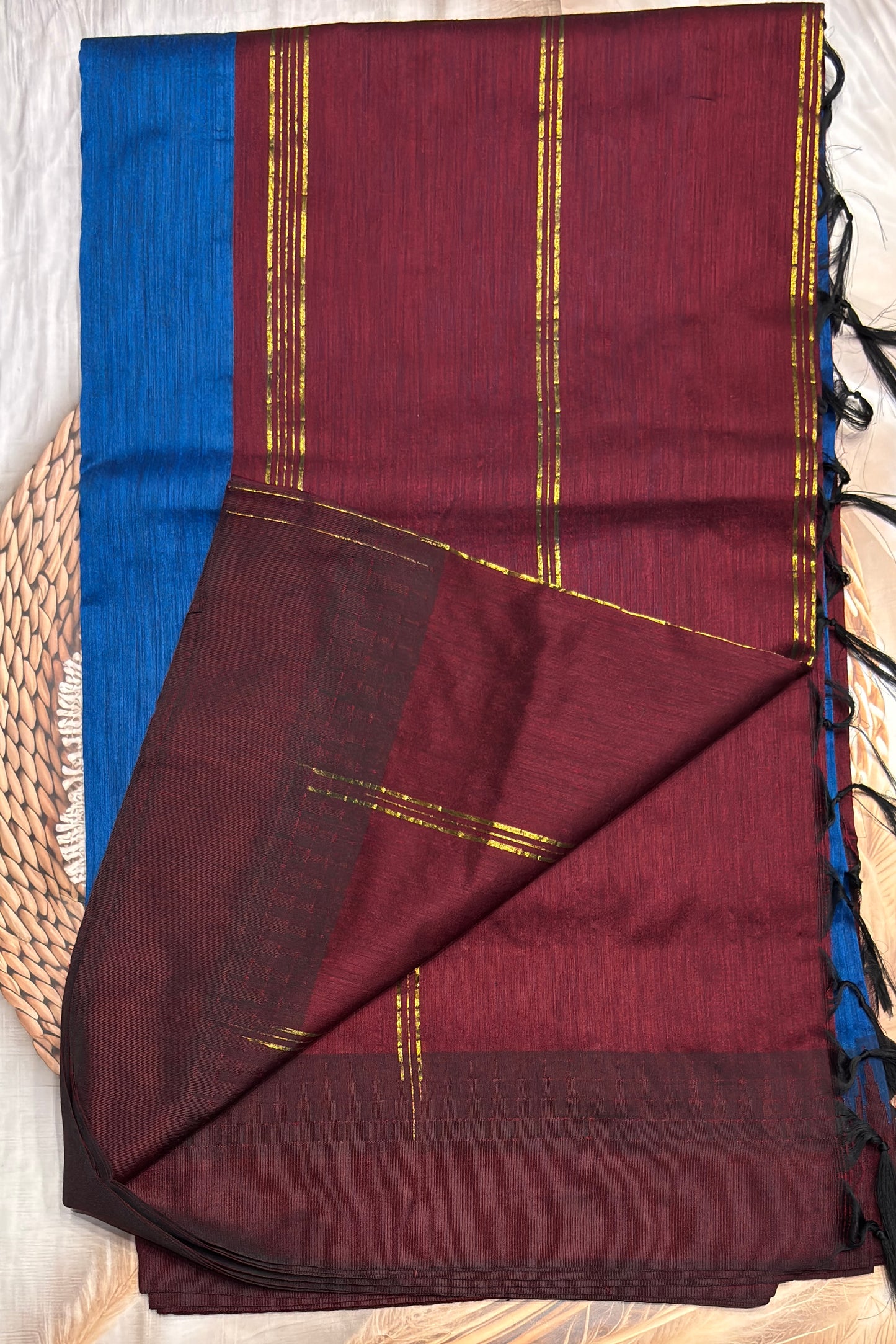 New Gen Kalyani Cotton Tower Border|R Blue with Maroon| KCSM07