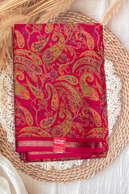 Kalamkari Printed Silk |Rose | PPS01