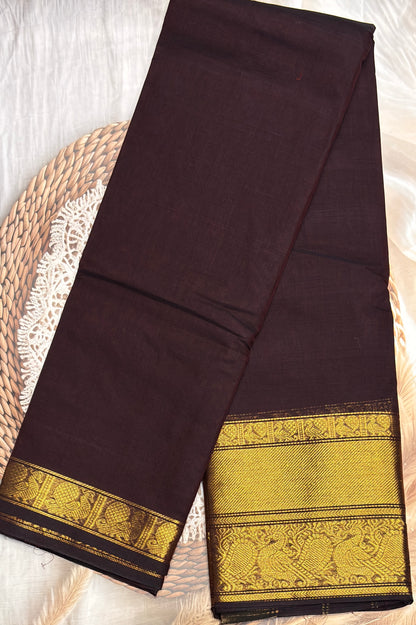 Meenakshi -Premium Kanchi Cotton Saree– Coffee | MCK80