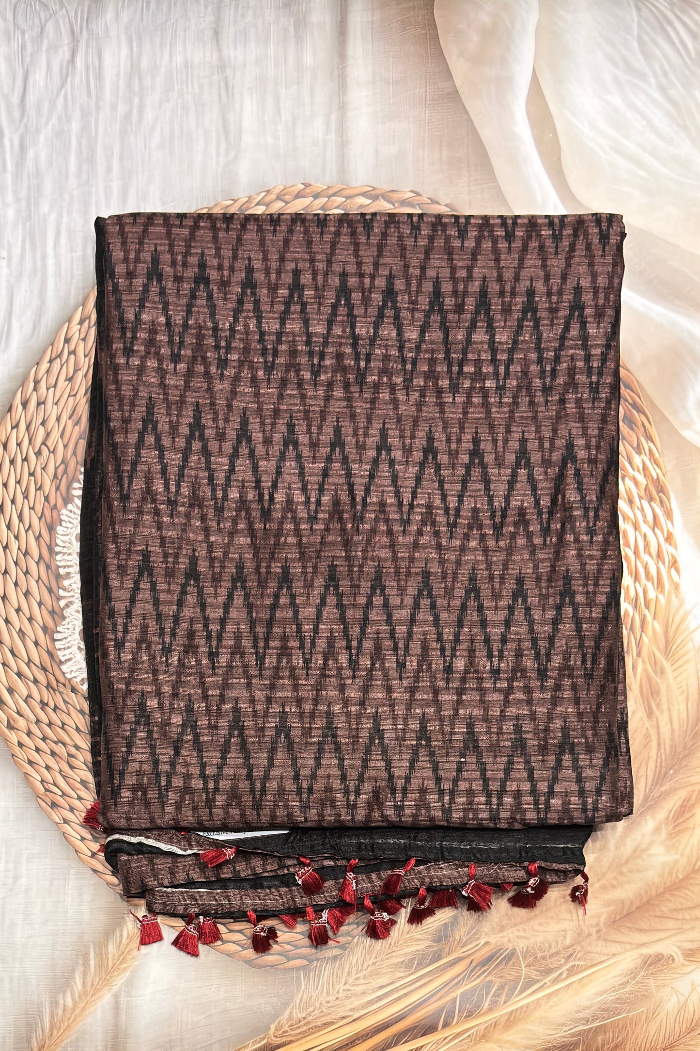 Jute Linen Saree | Onion | MBJL03