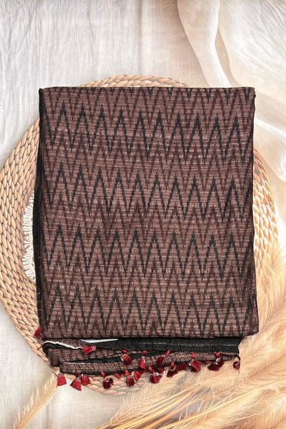 Jute Linen Saree | Onion | MBJL03