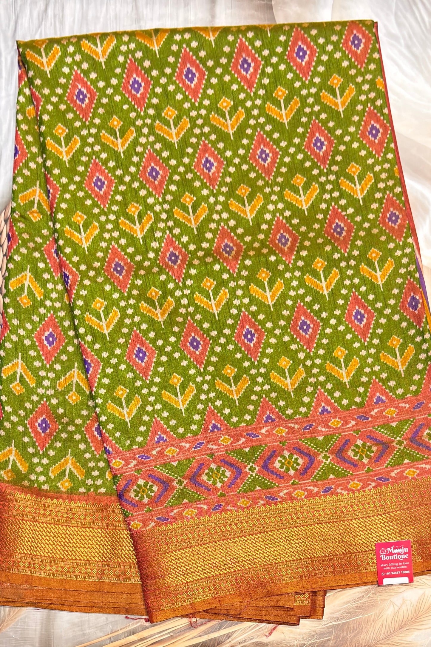 Semi Patola SIlk | Mehendi Green | MSP10