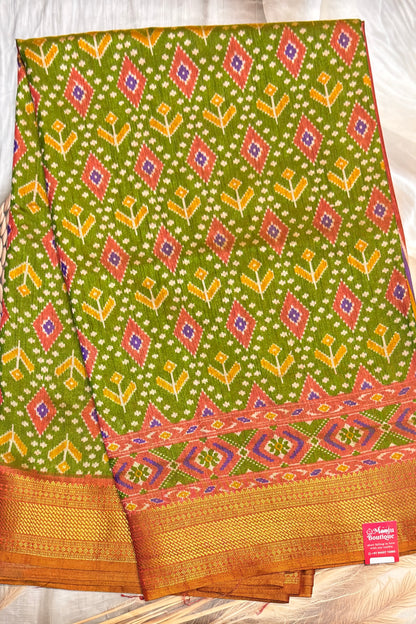 Semi Patola SIlk | Mehendi Green | MSP10