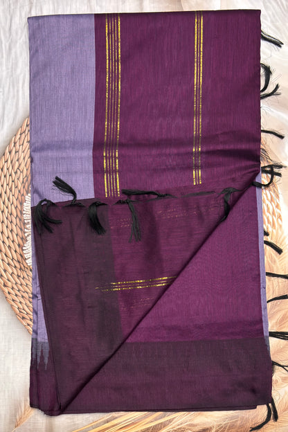 New Gen Kalyani Cotton Tower Border| Lavender With Purple | KCSM02