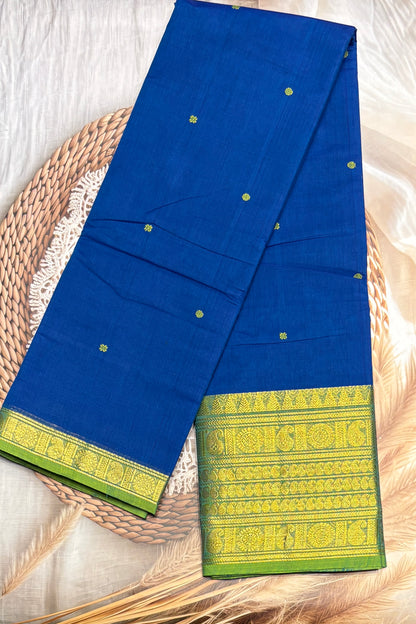 Meenakshi -Premium Kanchi Cotton Saree–Ananda Blue|MCK91