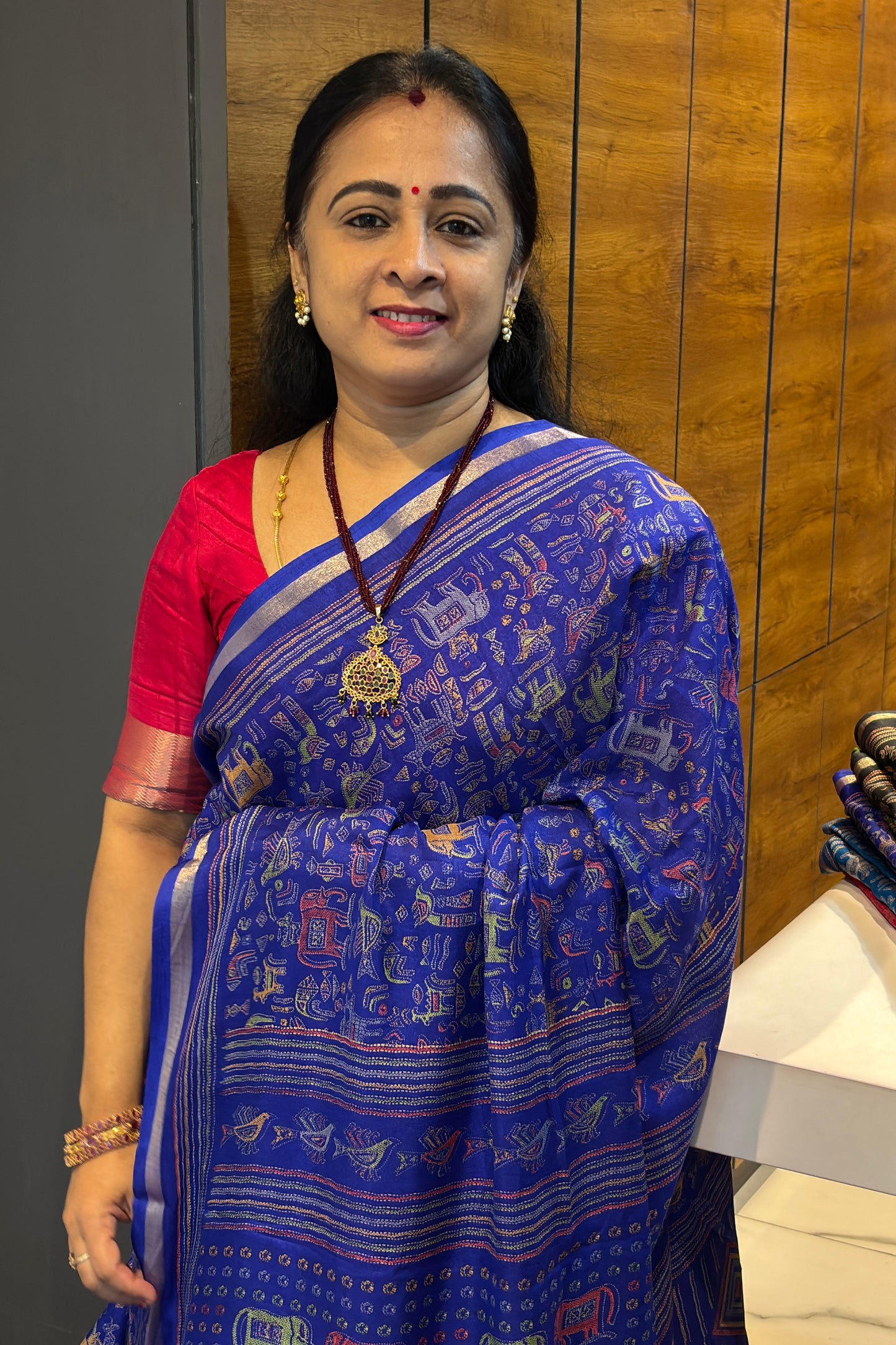 Madhubani Printed Silk | Pepsi Blue |PPS17
