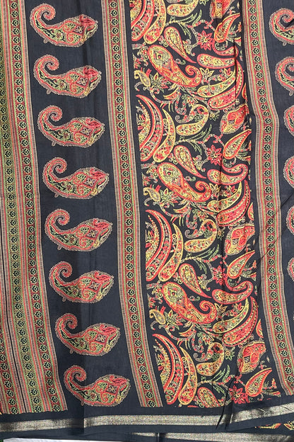 Kalamkari Printed Silk |Black | PPS02