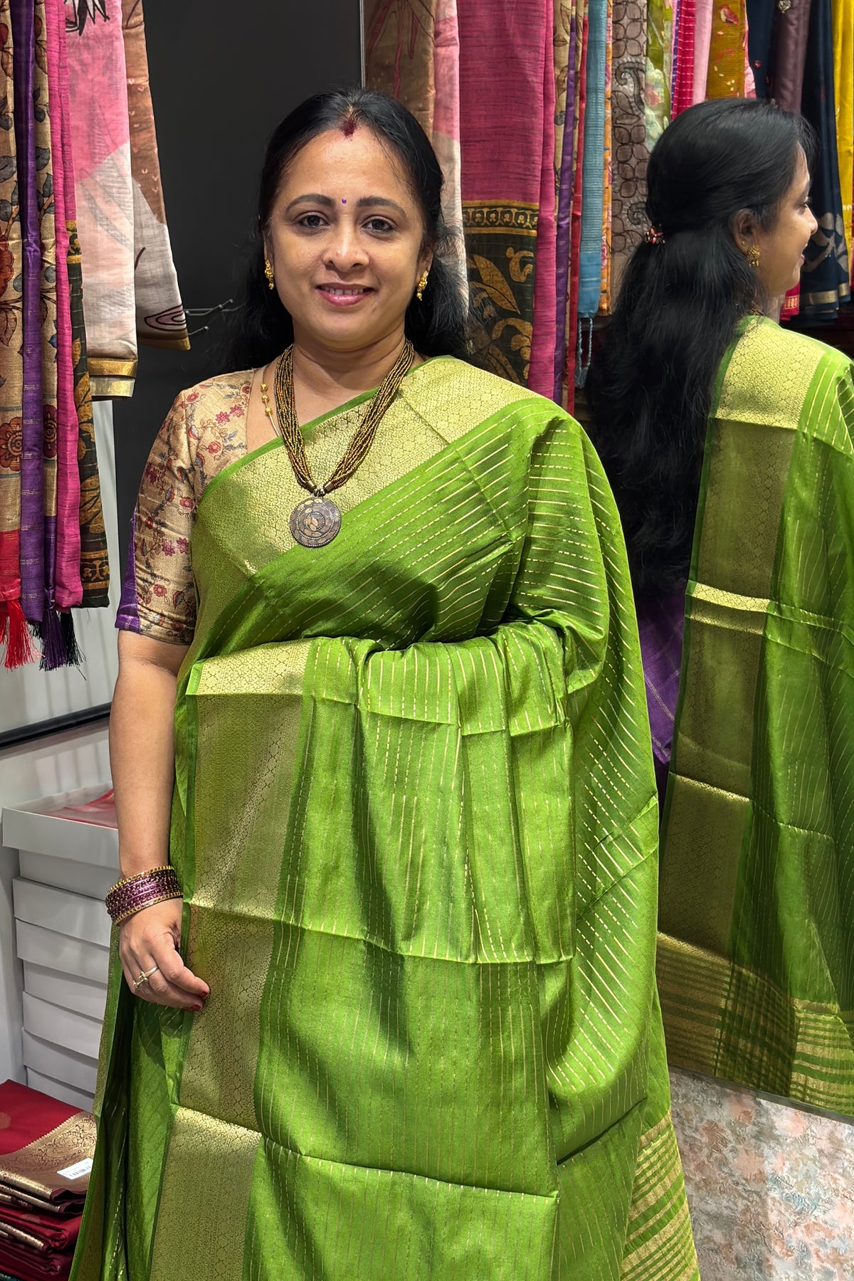 Fancy Soft Silk Sarees | Parrot Green | MBLE72