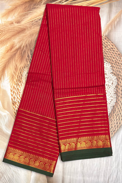 Meenakshi -Premium Kanchi Cotton Saree – Vaira Oosi | Red Green – MCK32