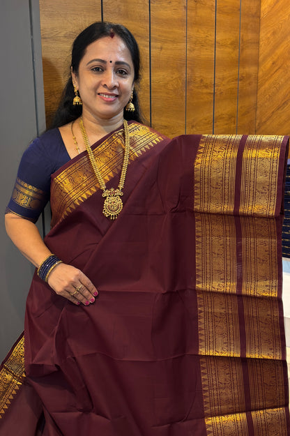 Meenakshi -Kanchi Cotton |Deep Maroon| MCK34