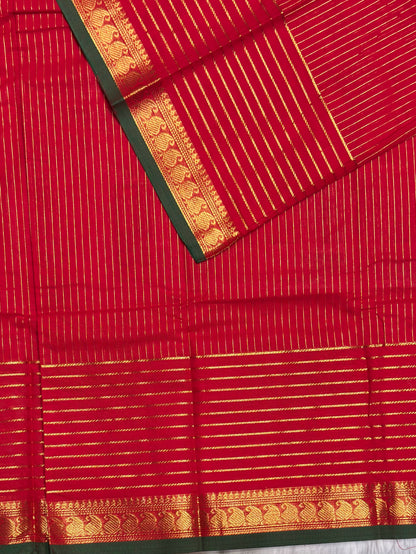 Meenakshi -Premium Kanchi Cotton Saree – Vaira Oosi | Red Green – MCK32