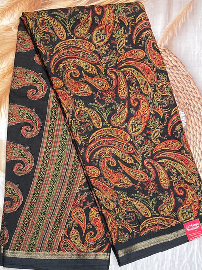 Kalamkari Printed Silk |Black | PPS02