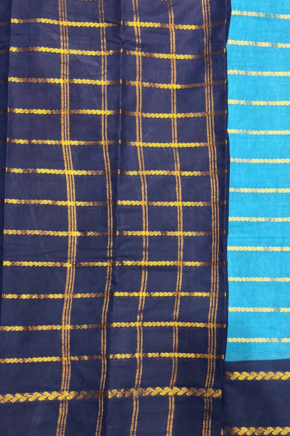 Premium Velthari Sungudi Cotton Saree  | Anandha Blue with Navy  Blue| SC25