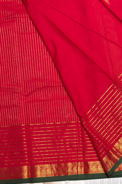 Meenakshi -Premium Kanchi Cotton Saree – Vaira Oosi | Red Green – MCK32