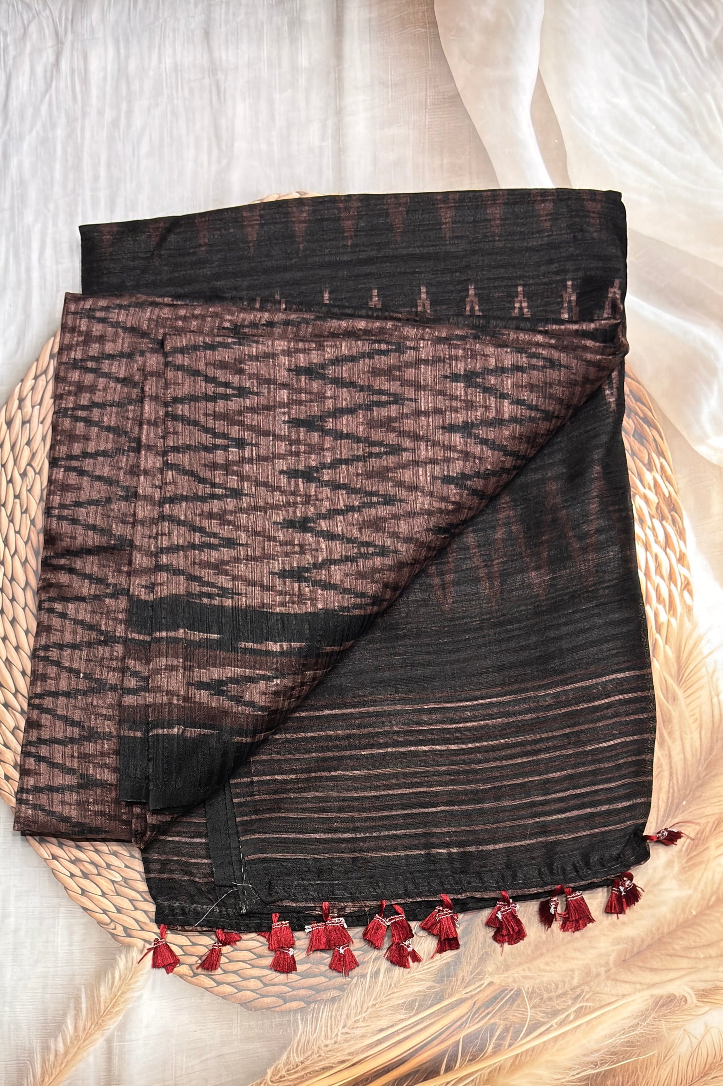 Jute Linen Saree | Onion | MBJL03
