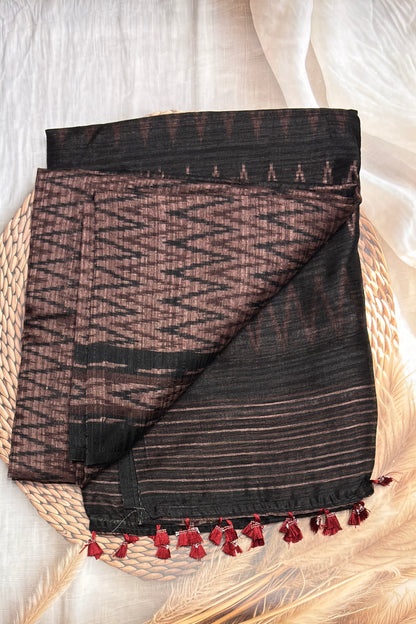 Jute Linen Saree | Onion | MBJL03
