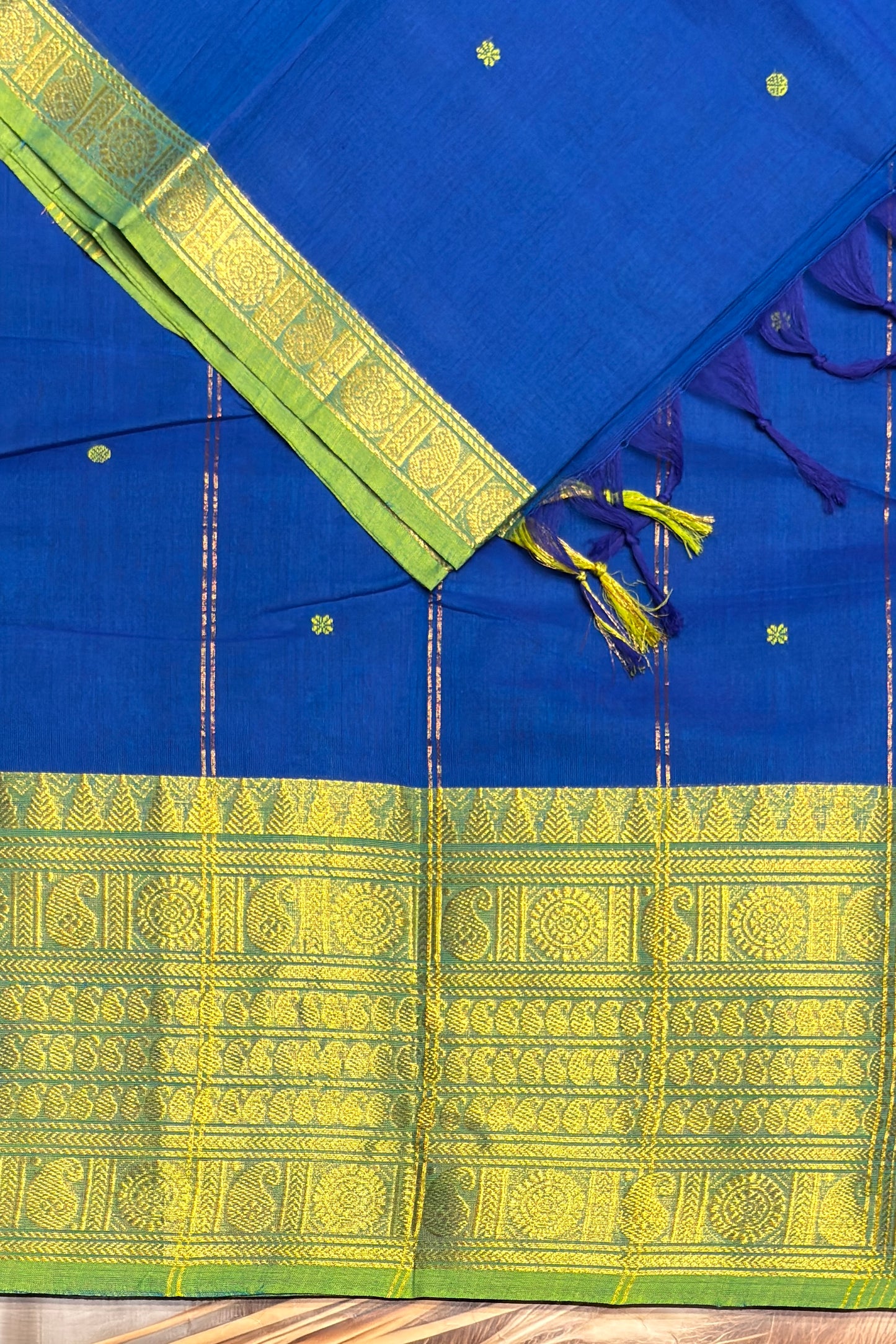 Meenakshi -Premium Kanchi Cotton Saree–Ananda Blue|MCK91