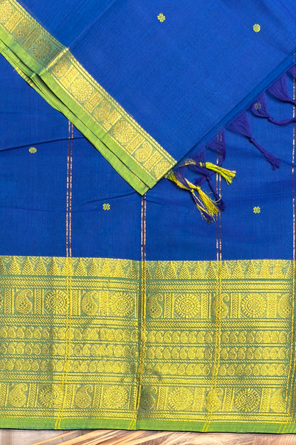 Meenakshi -Premium Kanchi Cotton Saree–Ananda Blue|MCK91