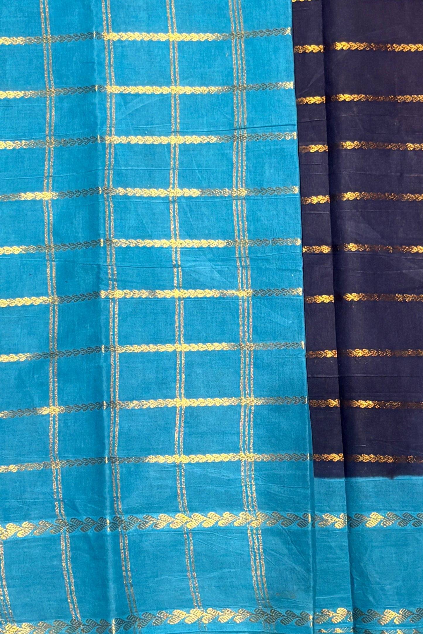 Premium Velthari Sungudi Cotton Saree  | Navy Blue with Anandha Blue| SC24