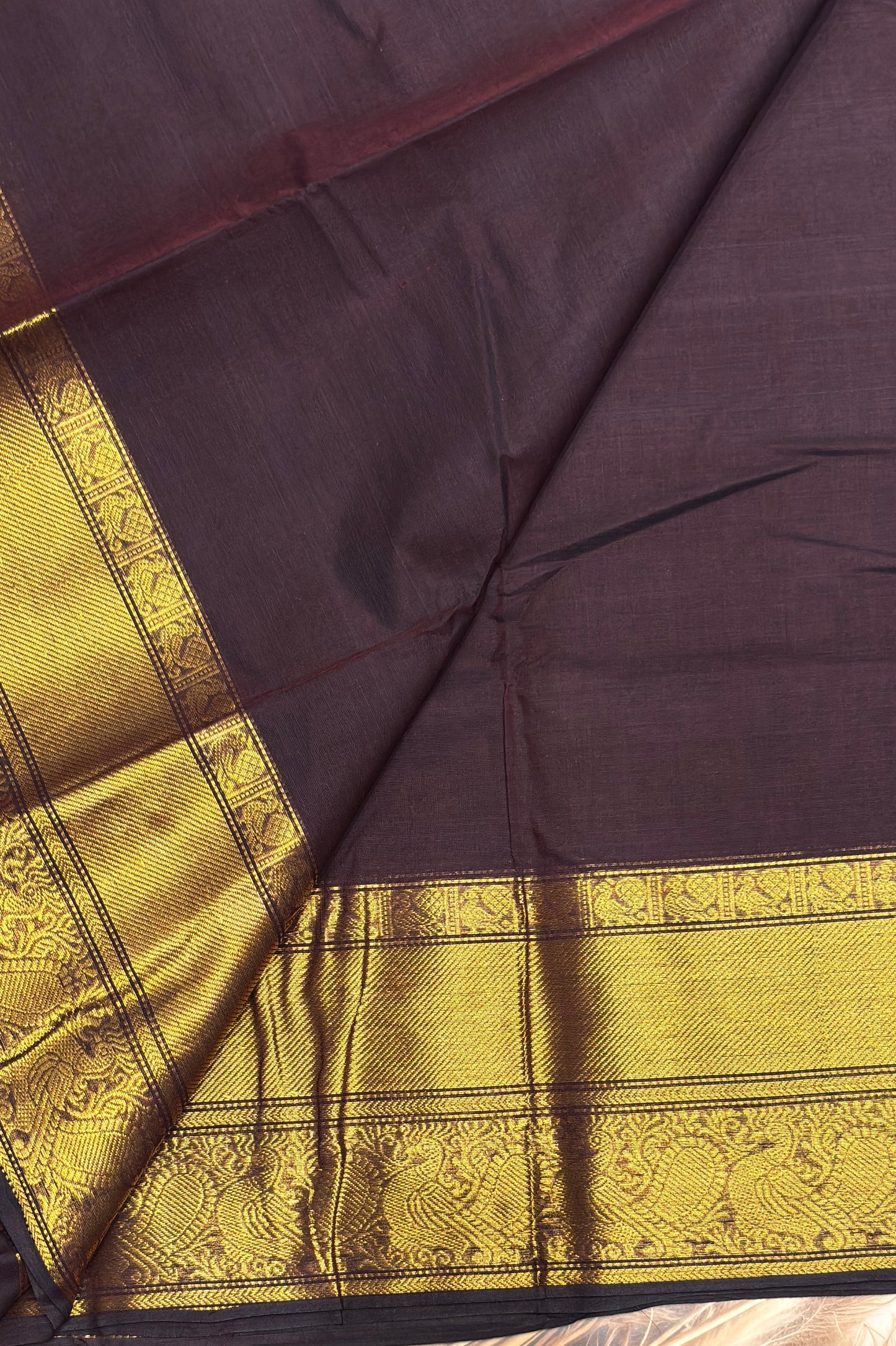 Meenakshi -Premium Kanchi Cotton Saree– Coffee | MCK80