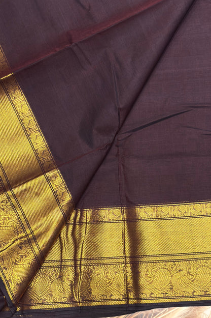 Meenakshi -Premium Kanchi Cotton Saree– Coffee | MCK80